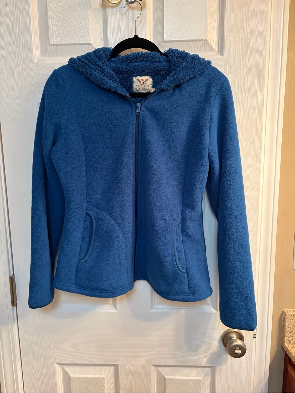 Women’s Faded Glory blue Hooded Fleece Jacket - Cozy Zip Front